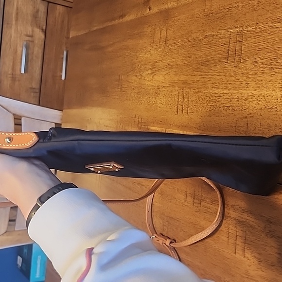 Dooney & Bourke Navy Messenger Bag with Logo and Textured Fabric - Picture 4 of 16